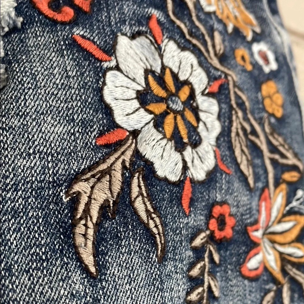 Altar'd State Embroidered Denim Mini Skirt - Blue and Multicolor - Picture 9 of 9